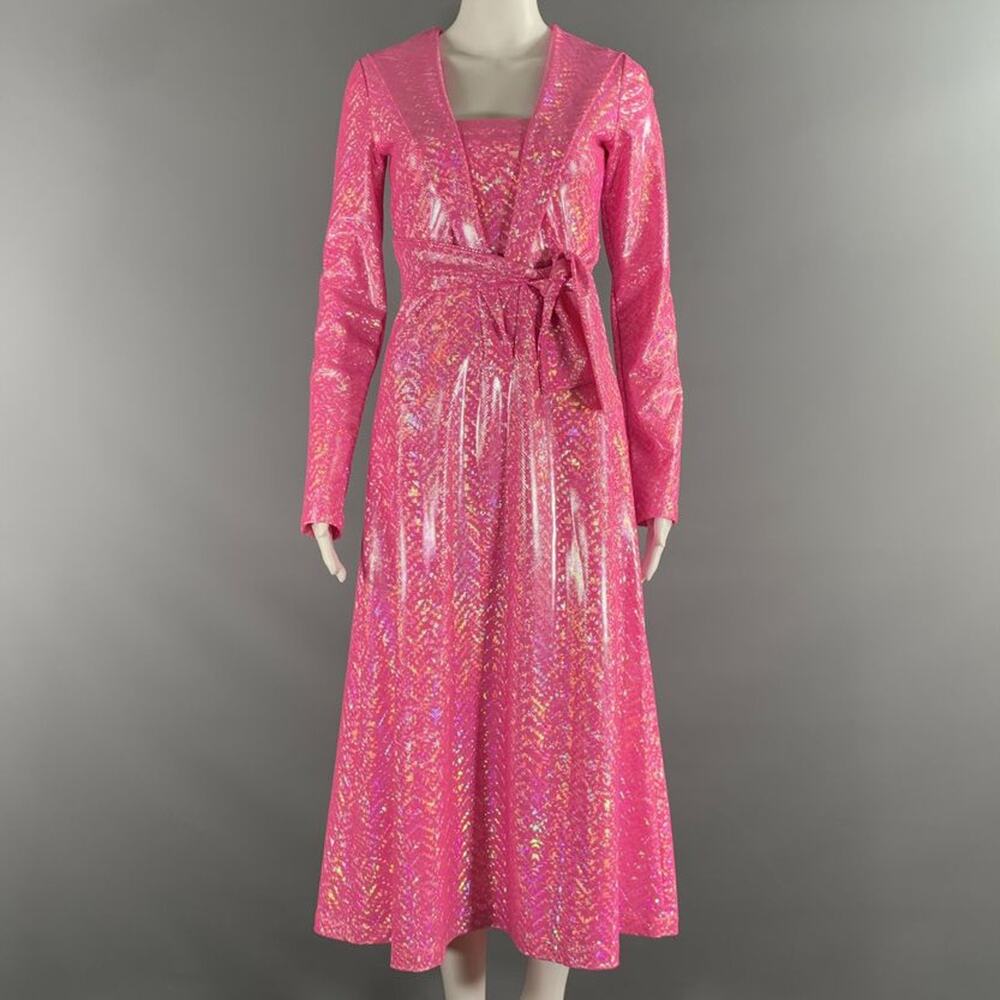 SAKS POTTS Size S Pink Silver Polyamide Eastane Metallic A Line Dress